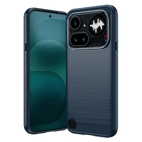 Coque pour Nothing Phone (4a) Pro - housse etui silicone gel carbone + verre trempe - BLEU FONCE