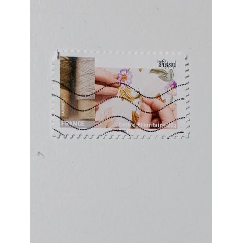 Timbre France Lettre 20g Autoadhesif Oblitere Yvert N° 1073 Metiers De L'Artisanat Le Tissu De 2015