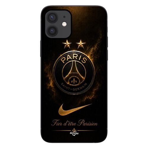 Coque Pour iPhone 12 PSG double champion et fier, noir et dorée Maniacase
