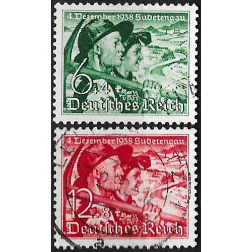 Allemagne, 3ème Reich 1938, Beaux Timbres Oblitérés Yvert 625 Et 626, Rattachement (Annexion) Des Sudètes Au (Par Le) Reich Allemand.