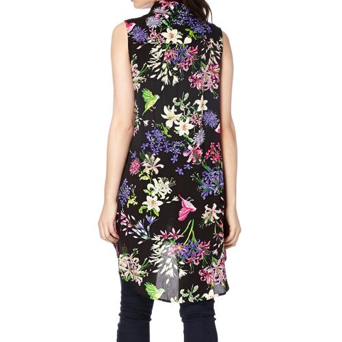 Glamorous  Robe Chemise Tunique Sans Manche Noire Et Fleurs Multico  T40