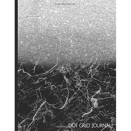 Dot Grid Journal: Black Marble And Silver Cute Faux Silver Glitter And Blended Marble Bullet Notepad Book