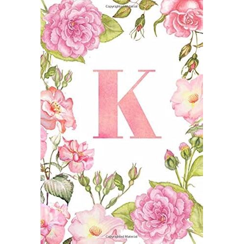 K: Monogram Initial Journal Notebook For Women And Girls Watercolor Floral 6x9 120 Dotted Grid Pages