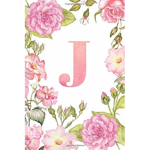 J: Monogram Initial Journal Notebook For Women And Girls Watercolor Floral 6x9 120 Dotted Grid Pages