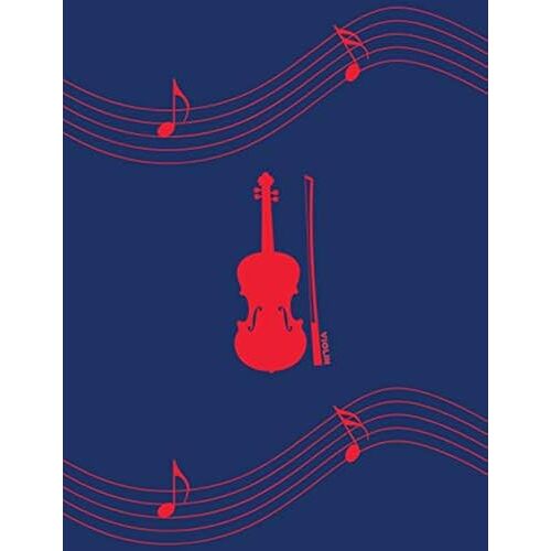Violin: Simple Classic Violin Strings Blank Music Sheet Paper Notebook Journal With Staffs For Violinist Composing Scores And Song Writing Red Blue Pattern Design Soft Cover