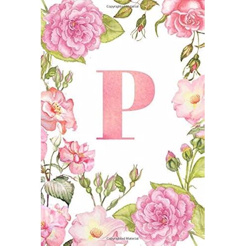 P: Monogram Initial Journal Notebook For Women And Girls Watercolor Floral 6x9 120 Dotted Grid Pages