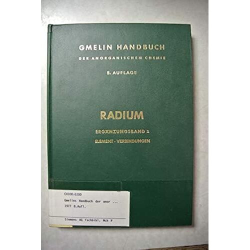 Element Und Verbindungen (Gmelin Handbook Of Inorganic And Organometallic Chemistry - 8th Edition)