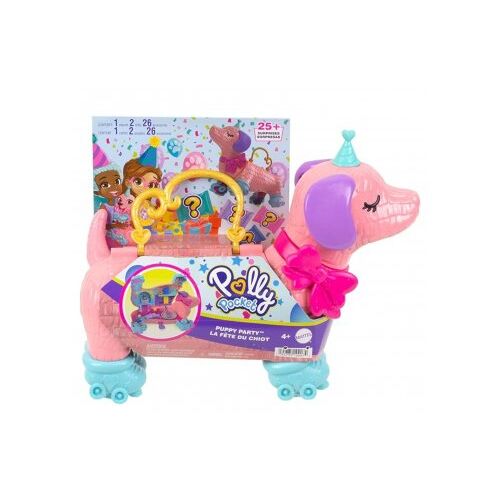 Polly Pocket - Coffret chien Puppy + 2 figurines + 26 accessoires - Set Jouet Fille + 1 carte tigre