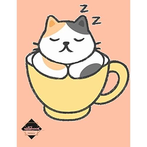 Notebook: Cat Sleep Cute Cat On Orange Cover And Dot Graph Line Sketch Pages, Extra Large (8.5 X 11) Inches, 110 Pages, White Paper, Sketch, Notebook Journal