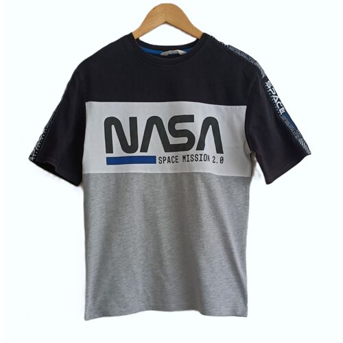 T Shirt Gris Et Noir. Nasa. H&M. Taille 13 - 14 Ans. 158 - 164 Cm