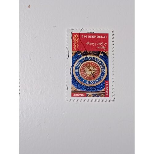 Timbre France Lettre Verte 20g Oblitéré Yvert N°1022 Rouen, Le Gros-Horloge Objets D'Art Renaissance En France De 2014