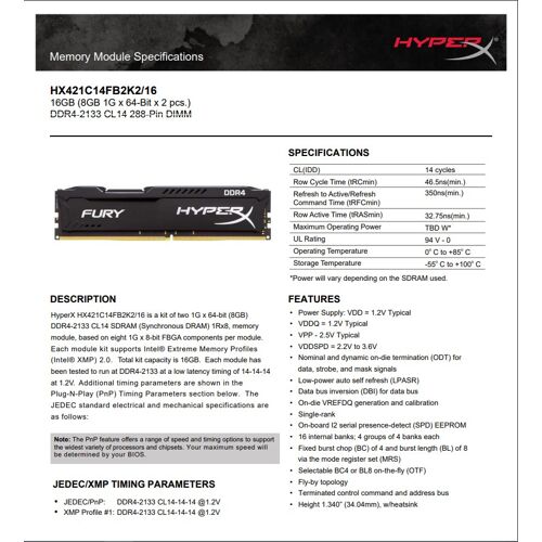 RAM DDR KINGSTON KIT  32 GO ref  hx421c14fb2k2/16
