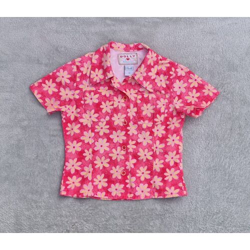 Chemise Rose À Fleurs Jaunes Vintage 90'S C&A 9 Ans, Très Bon État