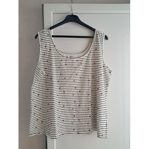 Débardeur Taille 50-52 Blanc Noir Motif Coeur