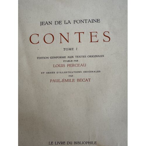 Jean De La Fontaine Contes Tome 1 Illustrébécat Livre Bibliophile 1928