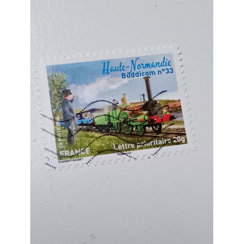 Timbre France Lettre 20g Yvert N° 999 Oblitéré Haute-Normandie - Buddicom N° 33 Carnet Patrimoine Des Trains De 2014