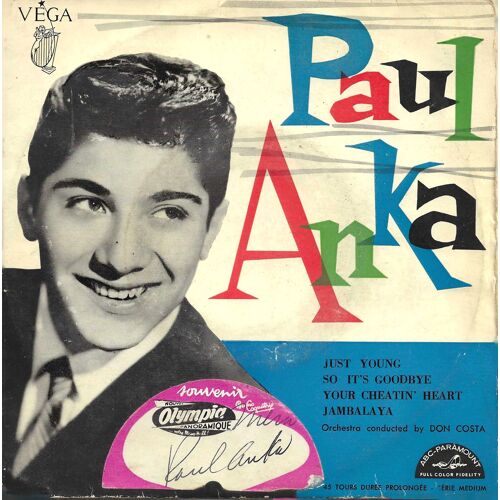 Paul Anka "Just Young" Vinyle 45 T 17 Cm - Abc Paramount - Vega - 1958