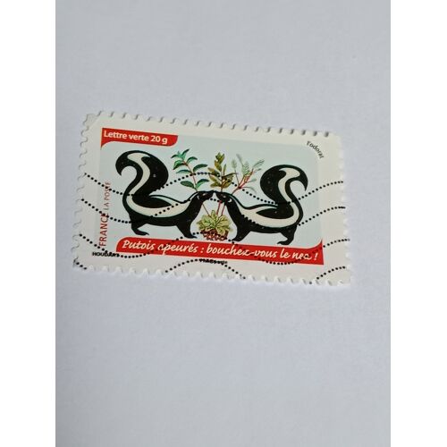 Timbre France Lettre 20g Oblitéré Yvert 1036 L'Odorat Putois Apeurés Bouchez-Vous Le Nez ! De 2014