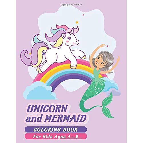 Unicorn And Mermaid Coloring Book For Kids Ages 4-8: 43 Unique Coloring Pages Mermaid And Unicorn Gifts For Girls Arts And Crafts For Kids Ages 4-8 Years Olds