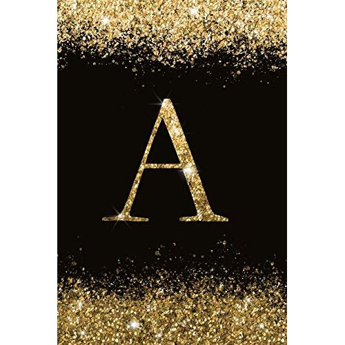 A: Personalized Initial Monogram Blank Lined Notebook Journal Printed Glitter Black And Gold , For Women And Girls 6x9 Inch. Christmas Gift , Birthday Gift Idea