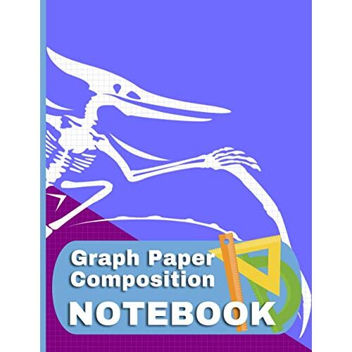 Graph Paper Notebook Pteranodon: Dinosaur Fossil Themed Quad Ruled - 4 Squares Per Inch - 8.5 By 11 - 150 Page Notebook