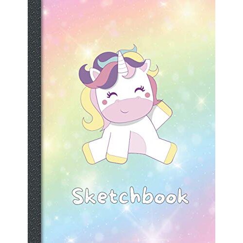 Sketchbook: Cute Unicorn Kawaii On Pastel Sky With Rainbow Background | 120+ Pages Of 8.5"X11" With Blank Paper For Drawing Doodling Sketching Crayon Coloring Learning To Draw... Cute Gifts For Kids,