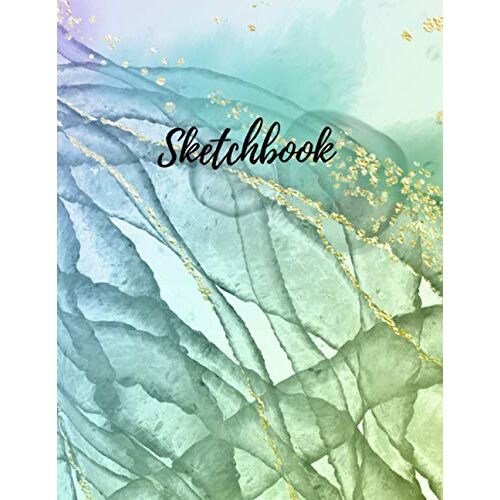 Sketchbook: 120 Blank Pages For Drawing, Sketching And Doodling, Best Gift For Women With Alcohol Ink Glittery Cover, Large No Lines Sketchbook 8.5"X11"