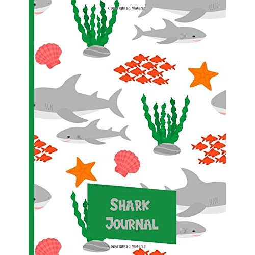 Shark Journal: For Boys And Girls With Wide Ruled Paper - Cute Sharks With Red Fish