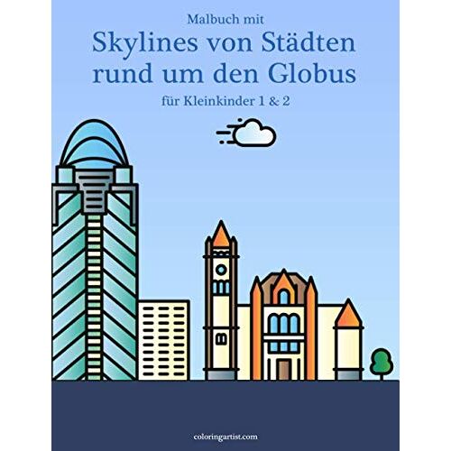 Malbuch Mit Skylines Von Staedten Rund Um Den Globus Fuer Kleinkinder 1 & 2