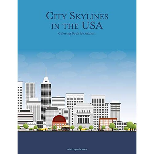 City Skylines In The Usa Coloring Book For Adults 1