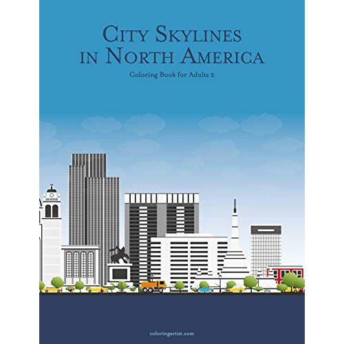 City Skylines In North America Coloring Book For Adults 2