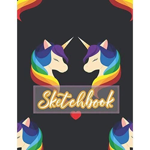Sketchbook: Cute Unicorn Kawaii Sketchbook / Notebook For Drawing Blank Journal Notepad To Draw, Doodle, Valentine's Day Unicorn Design Cute Gifts For Girls Boys & Women Men Draw Great Gift For All Oc