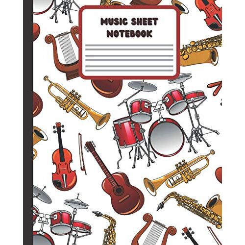 Music Sheet Notebook: Modern Band Manuscript Paper, Manuscript Paper Notebook, Blank Sheet Music Composition Notebook Journal, Write Your Own Music For Any Instrument, Matte Cover, 120 Pages, 7.5x9.25