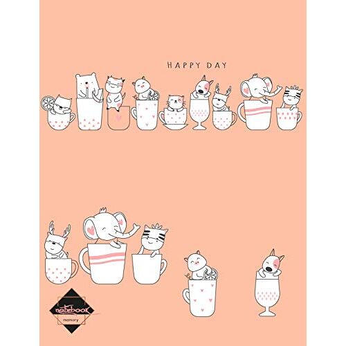 Notebook: Happy Day Animals On Orange Cover And Dot Graph Line Sketch Pages, Extra Large (8.5 X 11) Inches, 110 Pages, White Paper, Sketch, Notebook Journal