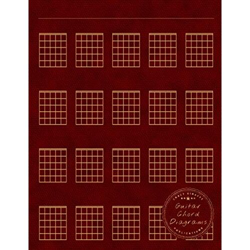 Guitar Chord Diagrams: Blank Guitar Chord Diagrams For Guitarists - Red Leather Print Cover