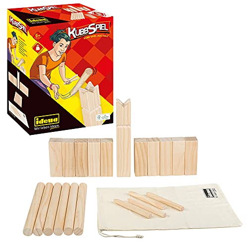 Idena 40175 Nordmann avec 10 Cubs 6 Bois Roi et 4 Barres d angle avec Sac de Transport et de Rangement Jeu de Lancement Amusant pour Le Jardin Le Parc et la Plage