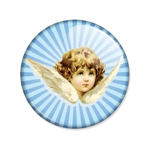 Badge Tête D' Ange Ailes Angel Wings Chérubin Bohème Boho Retro Button Pins Ø25mm 