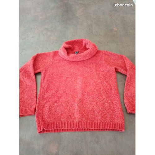 Pull Chenille Rouge Orange Fille 10 Ans Kiabi Très Bon État