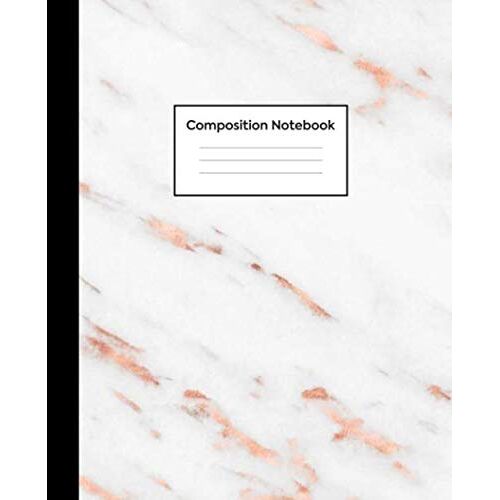 Composition Notebook: Wide Rule - White Grey Marble And Rose Gold Wide Ruled Line Pages, Writing Notes Journal For Girls, Kids, School, Students And Teachers (Wide Ruled 7.5 X 9.25, 100 Pages)