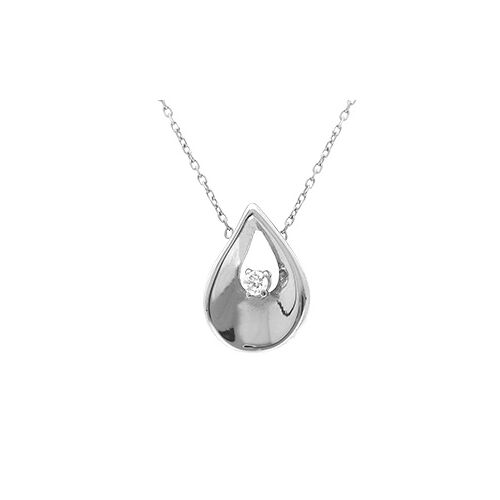 Collier Acier Goutte 1 Oxyde Blanc Serti 40+5cm