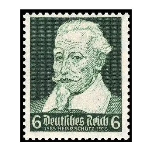 Allemagne, 3eme Reich 1935, Tres Beau Timbre Neuf** Luxe Yvert 532, 350eme Anniversaire De La Naissance Du Compositeur Schütz, Filigrane Croix Gammees. -