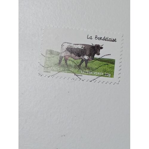 Timbre France Lettre Verte 20g Autoadhesif Yvert N° 961, Les Vaches De Nos Régions Vache Bordelaise, Oblitéré, De 2014