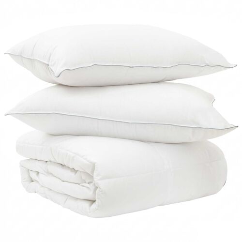 vidaXL Ensemble de Duvet Blanc 240 x 220 cm Polyester, Bambou
