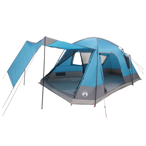 Vidaxl Tente Cabane Avec Toit Bleu 12-Personnes Polyester Et Acier