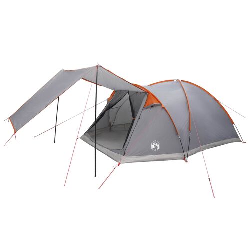 Vidaxl Tente Cabane Gris Et Orange 6 Personnes Polyester Et Acier