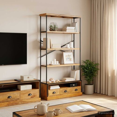 vidaXL Étagère 5 Niveaux Naturel 100 x 30 x 180 cm