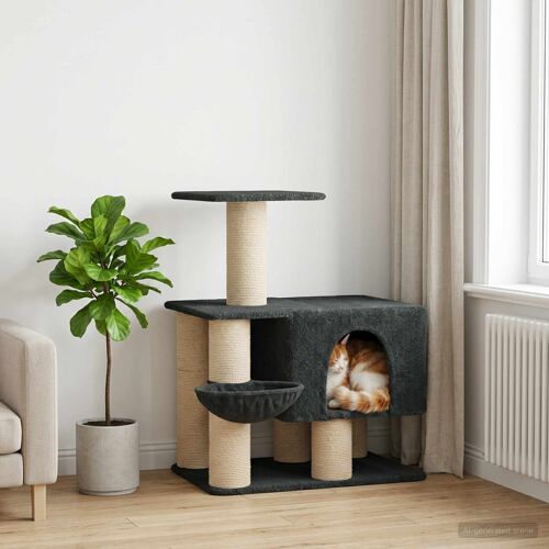 Vidaxl Arbre À Chat Avec Poteaux À Griffer En Sisal Gris Foncé 96 Cm