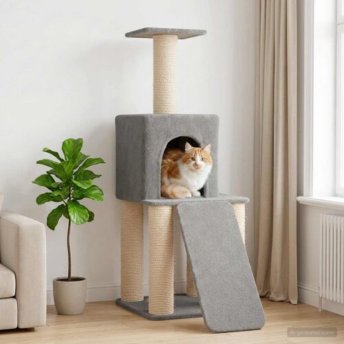 Vidaxl Arbre À Chat Avec Poteaux À Griffer En Sisal Gris Clair 146 Cm