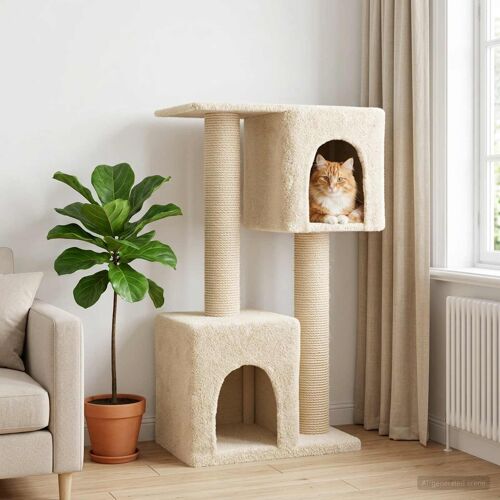 Vidaxl Arbre À Chat Avec Poteaux À Griffer En Sisal Crème 114 Cm
