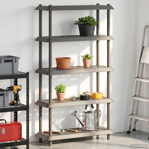 vidaXL Unité de rangement 5 niveaux 100 x 40 x 177 cm PP Gris clair